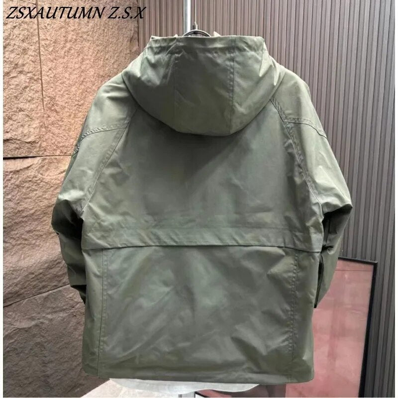 Spring Autumn Men Windproof Waterproof Hooded Cargo Outdoor Sports Hiking Jacket