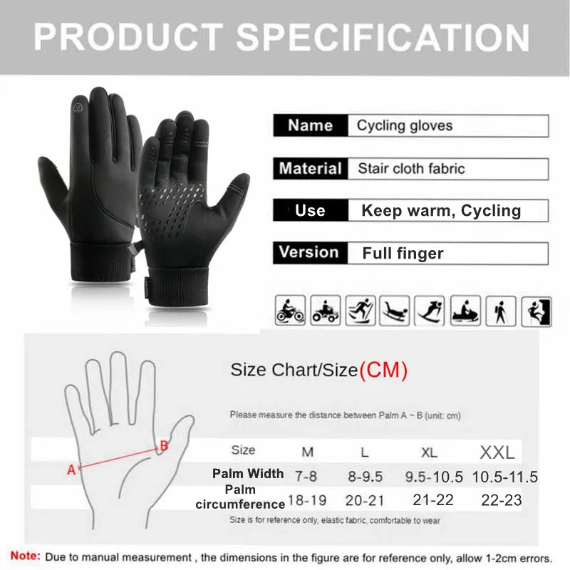 Windproof Waterproof Winter Touch Screen Cycling and Skiing Gloves