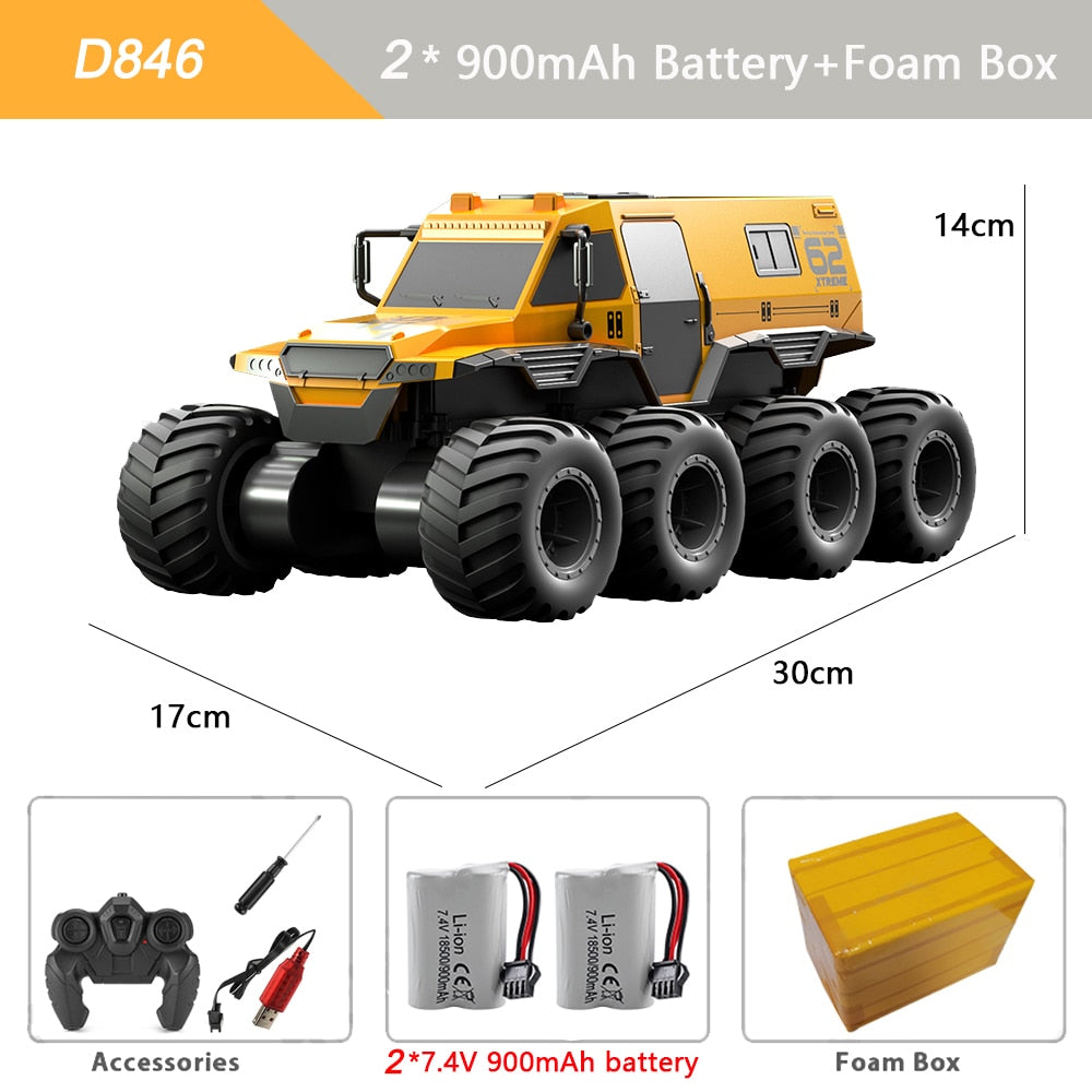 8x8 RC Off-road Amphibious Waterproof Crawler Stunt Vehicle