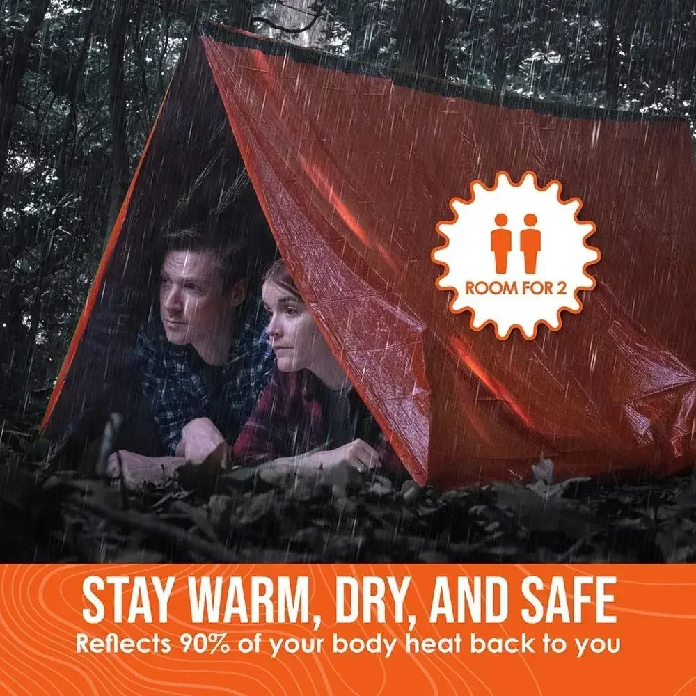 Thermal Mylar Emergency Reusable 2 Person Shelter Kit Outdoor Sleeping Bag Tent