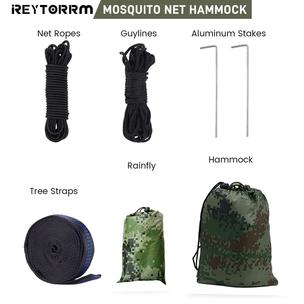 Double Camping Hammock with Mosquito Net and Rain Fly