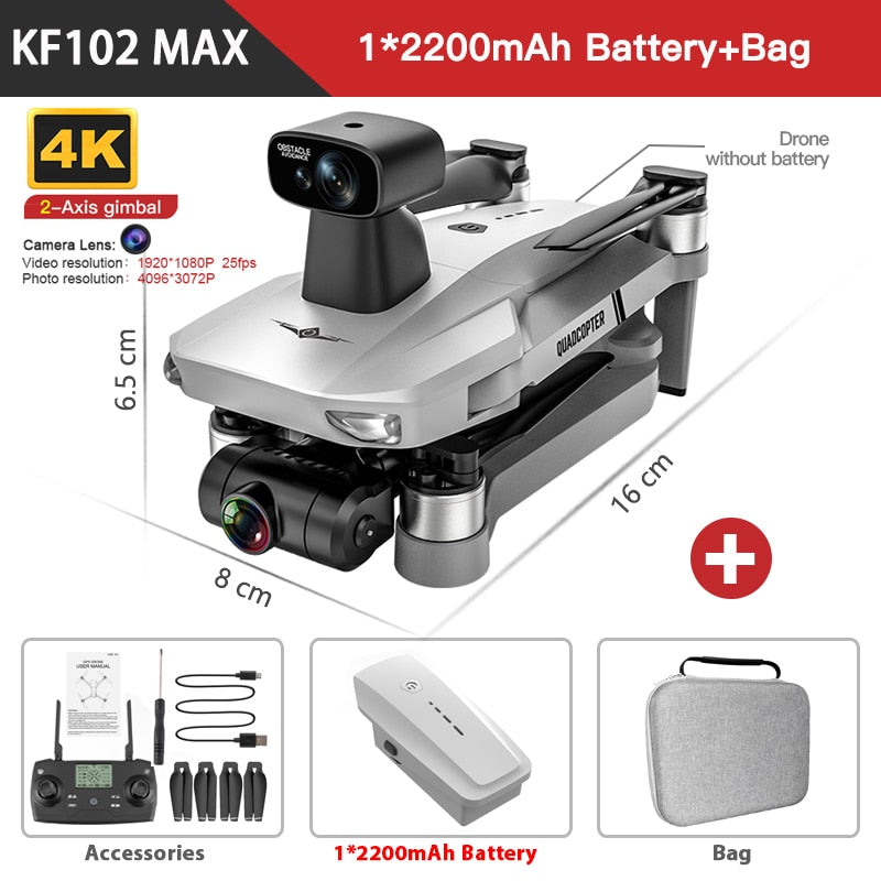 KF102 GPS Drone 4K Professional HD Camera 5G 2-Axis Gimbal Obstacle Avoidance Quadcopter