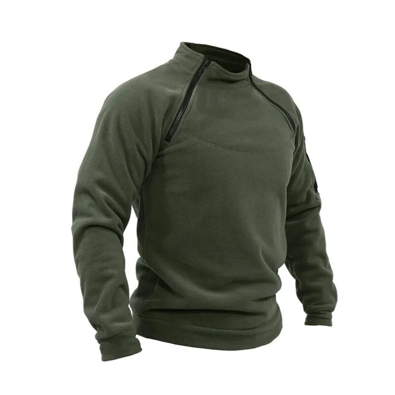 Men's Outdoor Hunting Clothes Winter Warm Thick Fleece Zippered Pullover Jacket