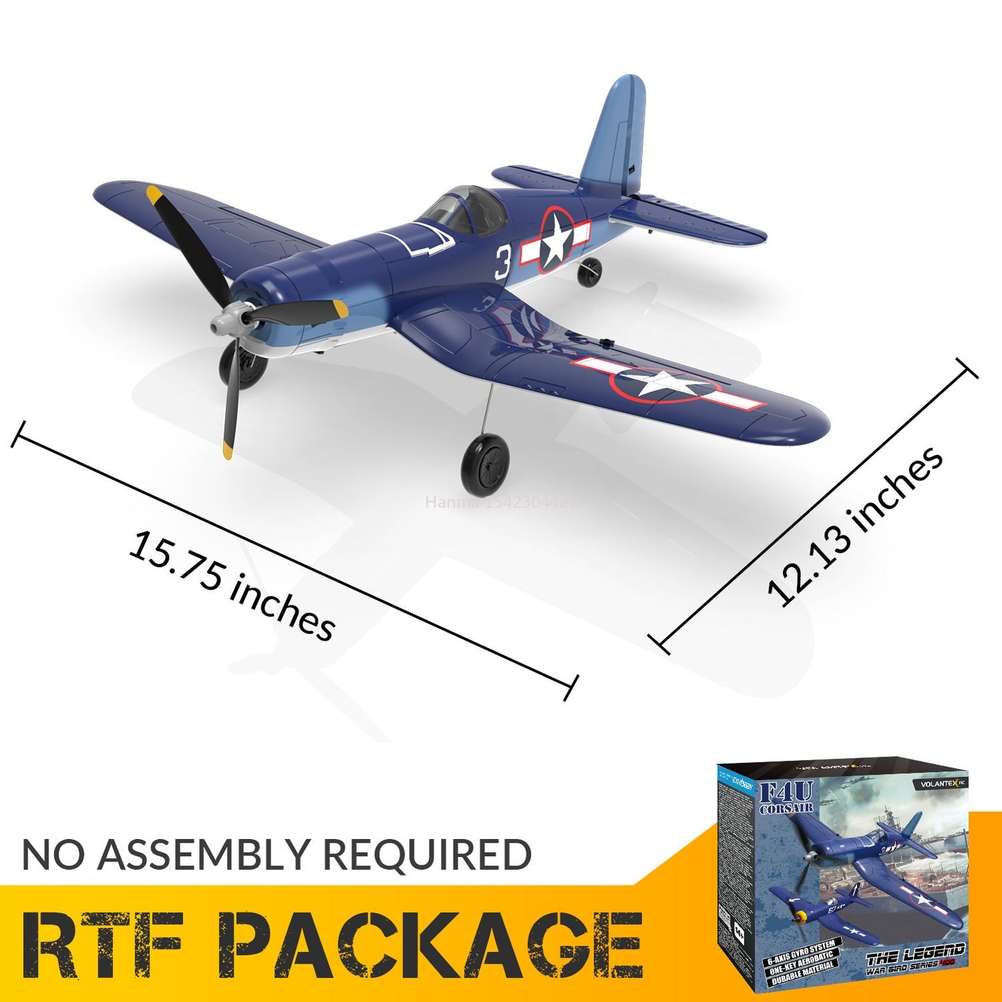 F4U Corsair RC Plane 2.4Ghz 4CH 400mm Wingspan One-Key Aerobatic