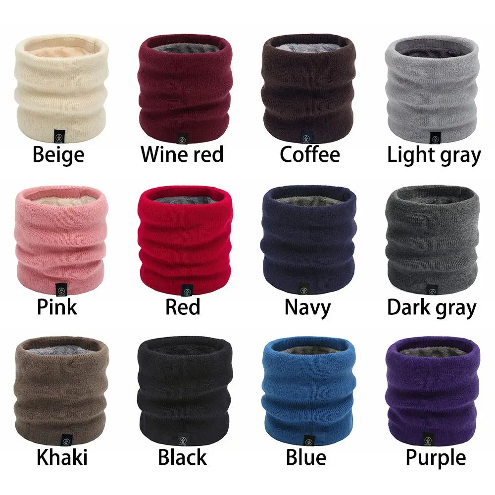 Double-layer Soft Fleece Lined Thick Neck Warmer Knitted Scarf for Women and Men