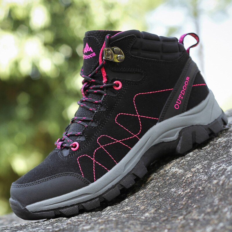 Women Ankle Suede Leather Hiking Boots Outdoor Trekking Shoes