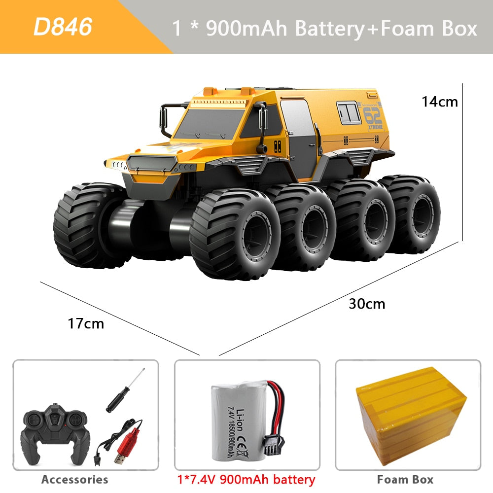 8x8 RC Off-road Amphibious Waterproof Crawler Stunt Vehicle