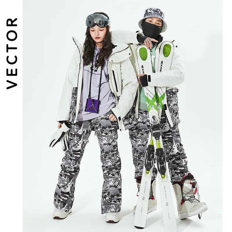 Men's and  Women's Warm Windproof Waterproof Winter Outdoor Sports Snowboard Ski Coat and Trousers