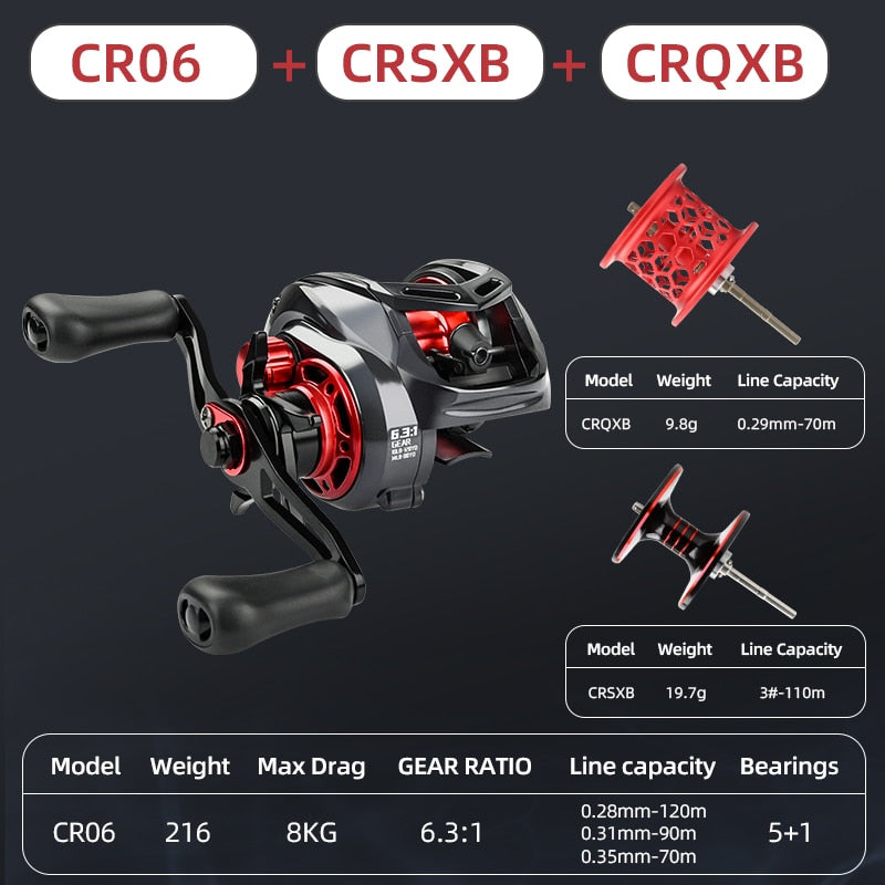 Ultralight High Speed 6.3:1 Gear Ratio 12+1BB Fresh and Saltwater Magnetic Brake System Fishing Reel