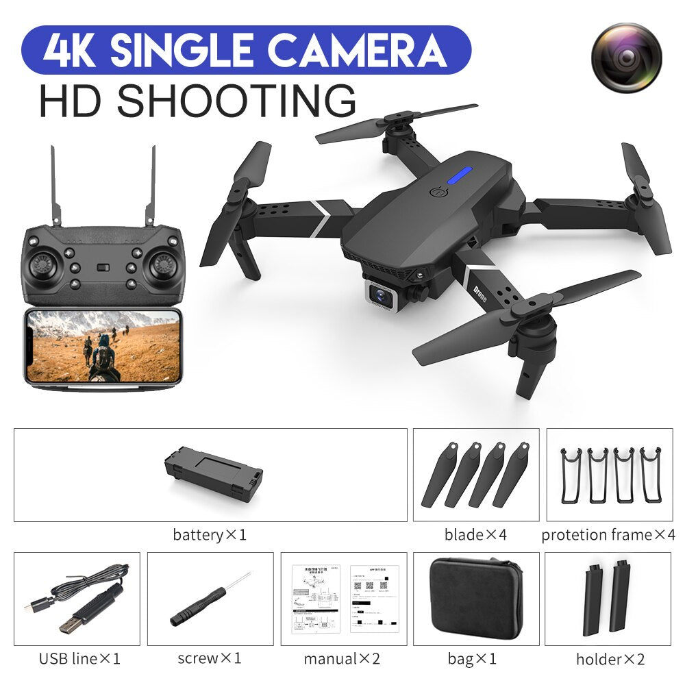 E88Pro  Professional RC Drone 4K 1080P Wide Angle HD Camera Foldable RC Quadcopter