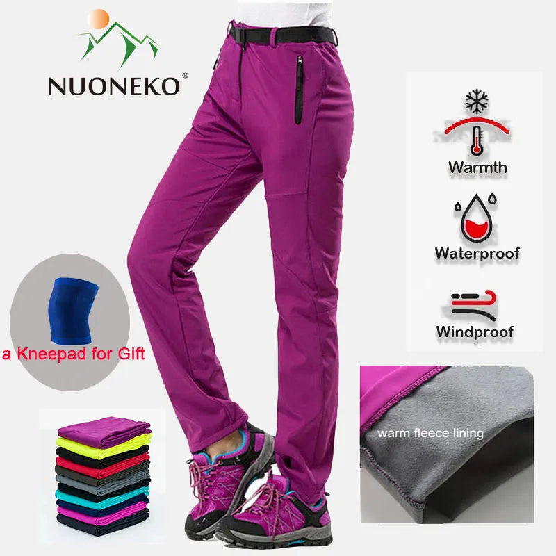 New Winter Women's Waterproof Outdoor Thick Fleece Softshell Sports Trousers