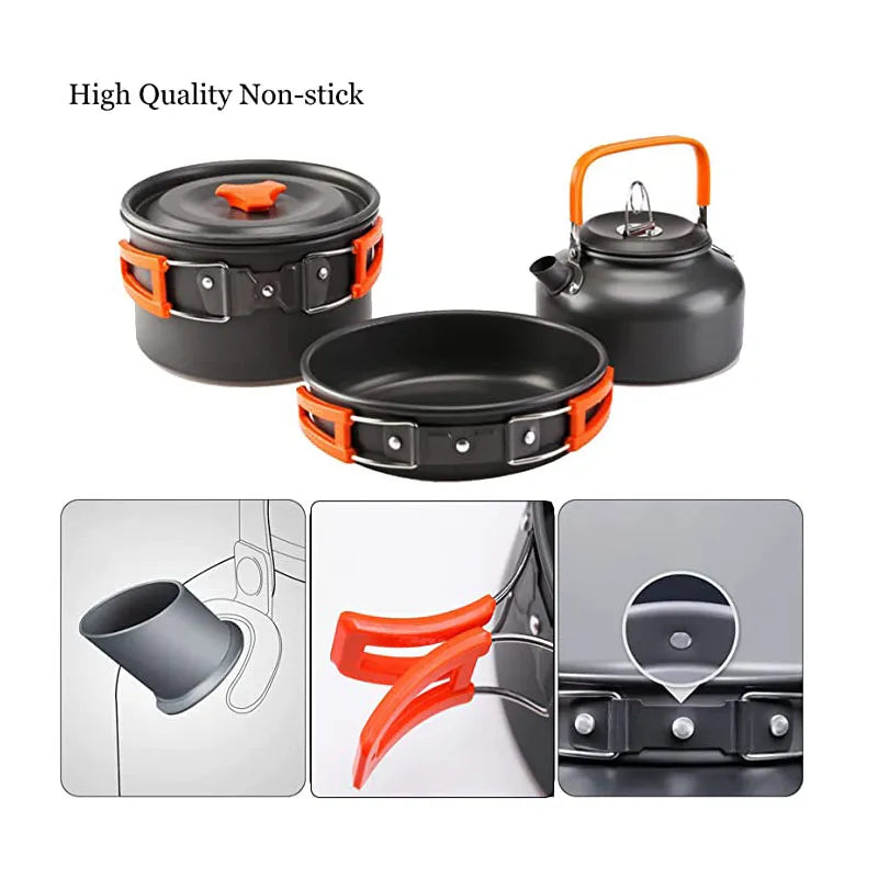 Outdoor Aluminum Lightweight Equipment Camping Cookware Kit