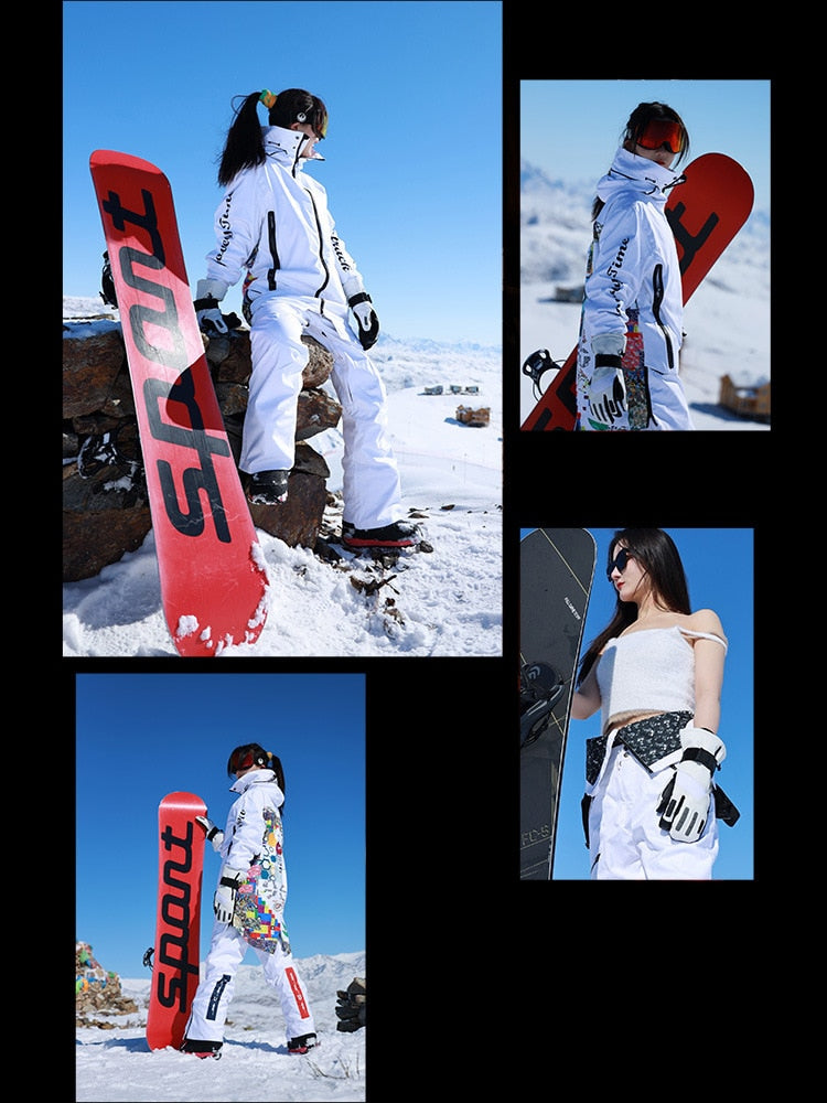 Men Women Windproof Waterproof Winter Sports Oversize Snow Suit