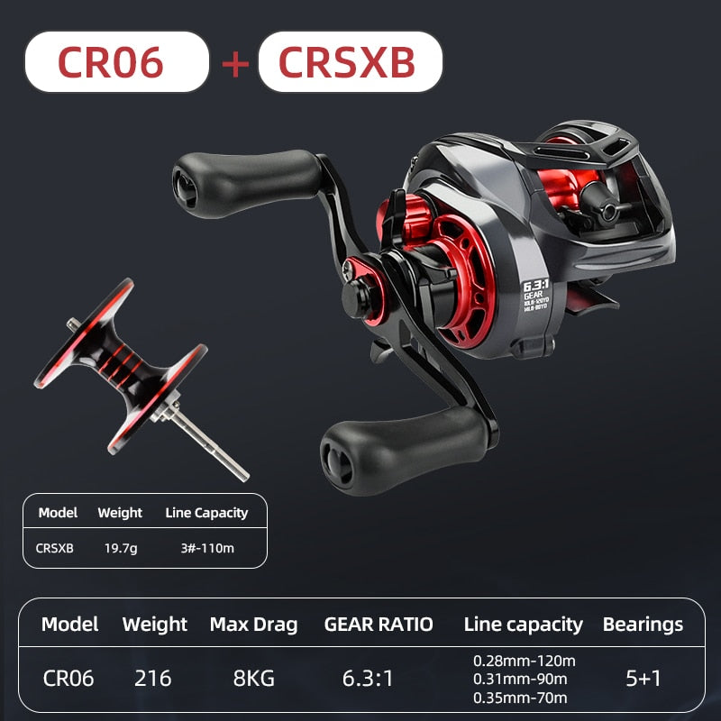 Ultralight High Speed 6.3:1 Gear Ratio 12+1BB Fresh and Saltwater Magnetic Brake System Fishing Reel