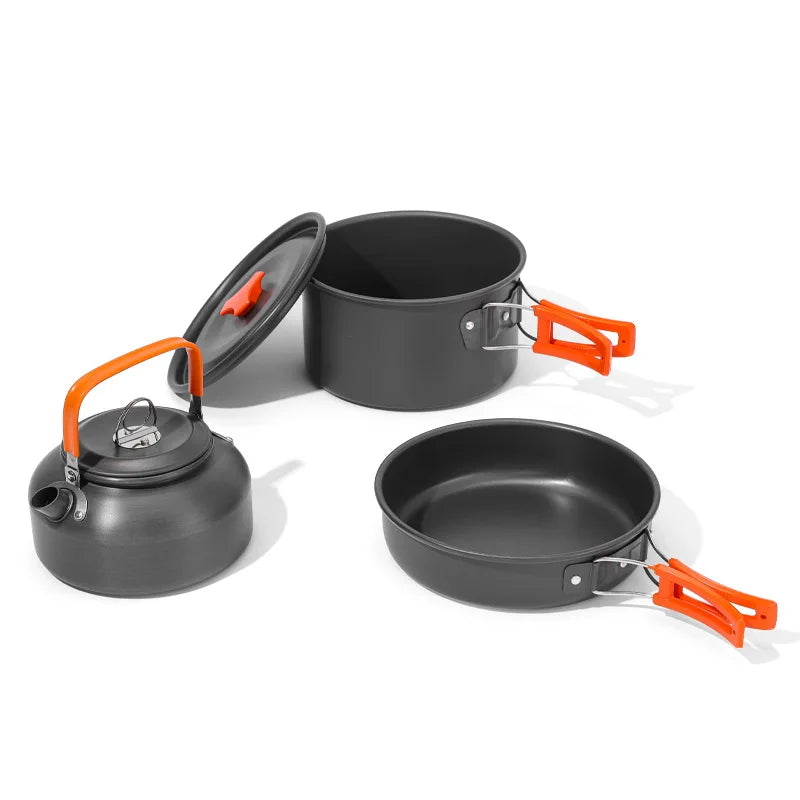 Aluminum 2-8 Person Portable Outdoor Camping Cookware Set