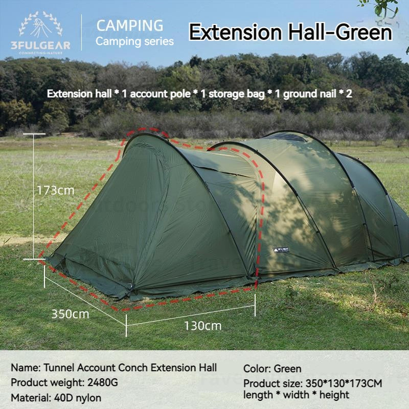 Nylon 3-4P PU3000MM Chimney Tent Four Season Tunnel Awning Tent