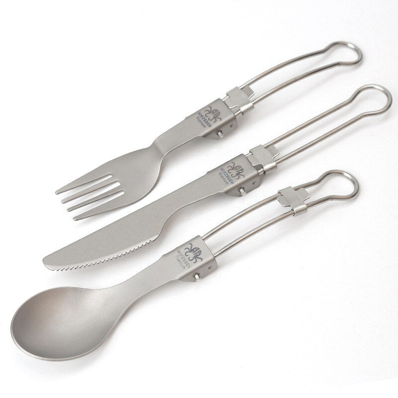 Titanium Tableware Set Folding Knife Fork Spoon