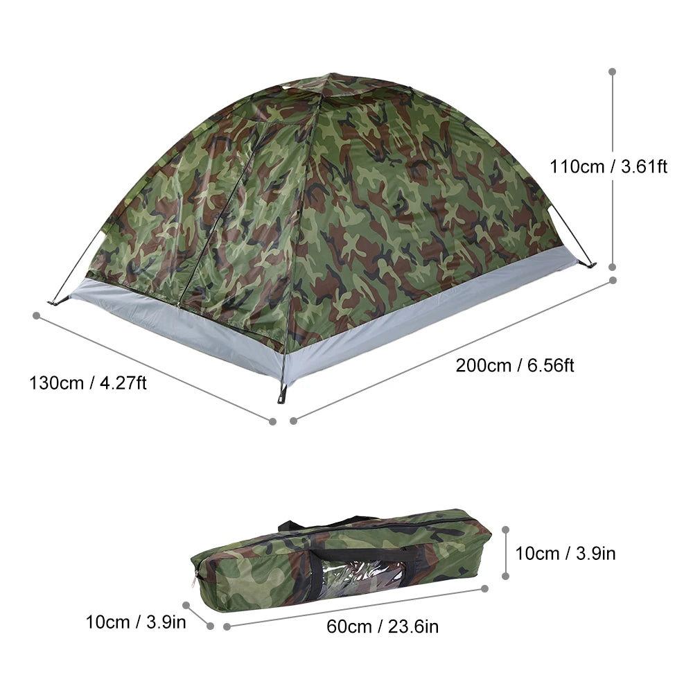 Waterproof Windproof UV Sunshade 1/2 Person Single Layer Outdoor Camouflage Tent