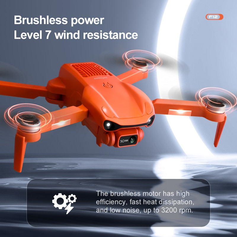 F12 4K 6K HD Dual Camera Wi-Fi FPV RC Brushless Foldable Quadcopter