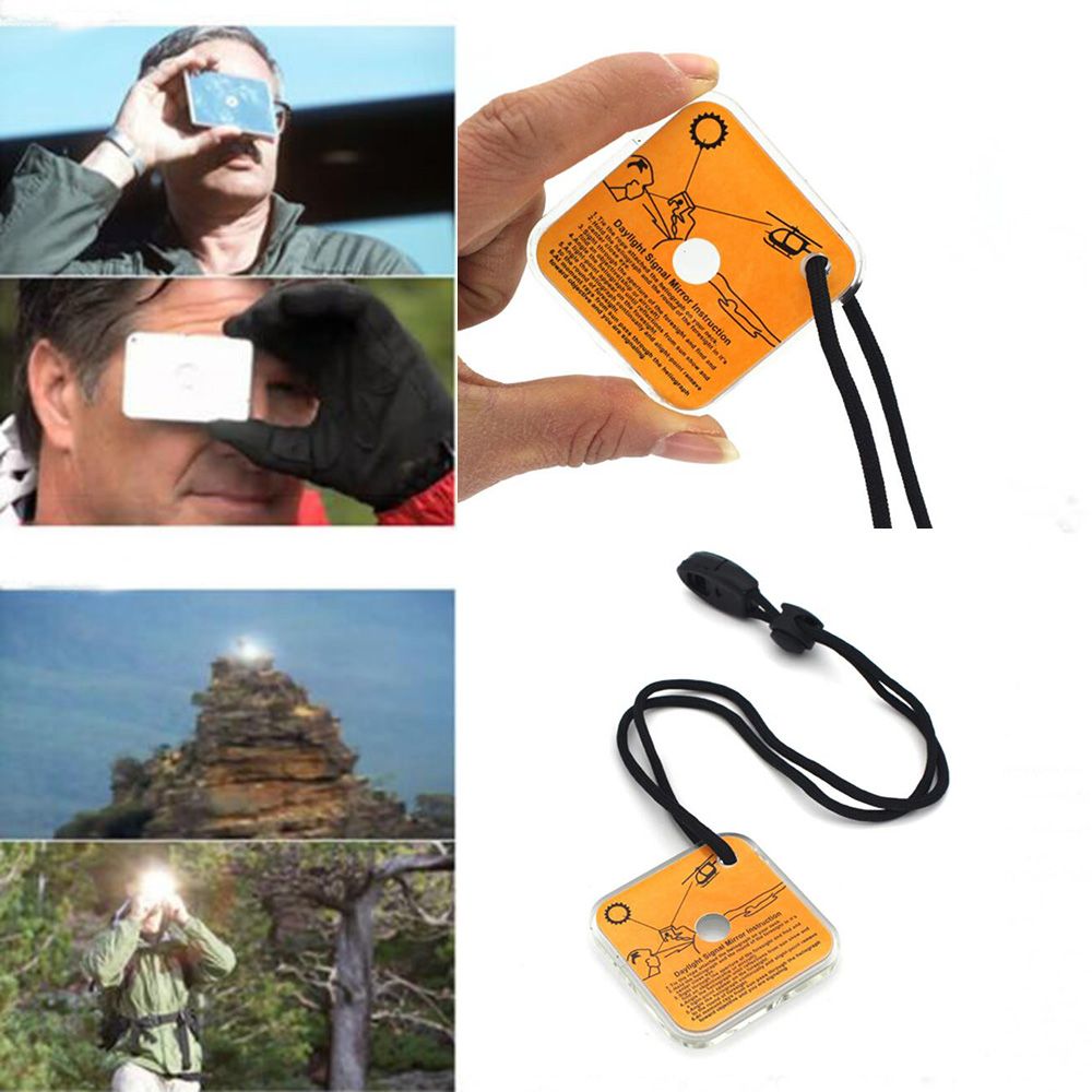 Outdoor Reflective Survival Signal Mirror for Hiking Camping Emergency