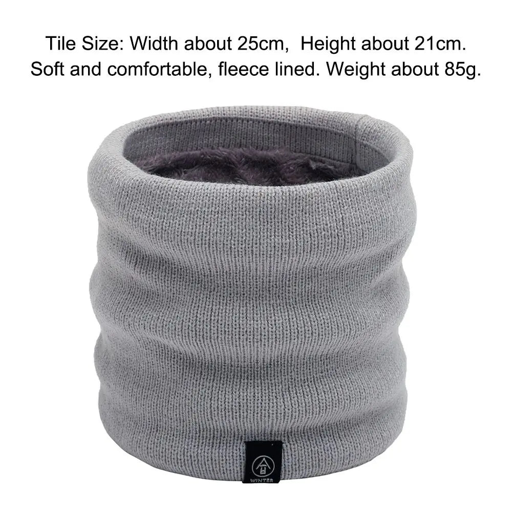 Double-layer Soft Fleece Lined Thick Neck Warmer Knitted Scarf for Women and Men