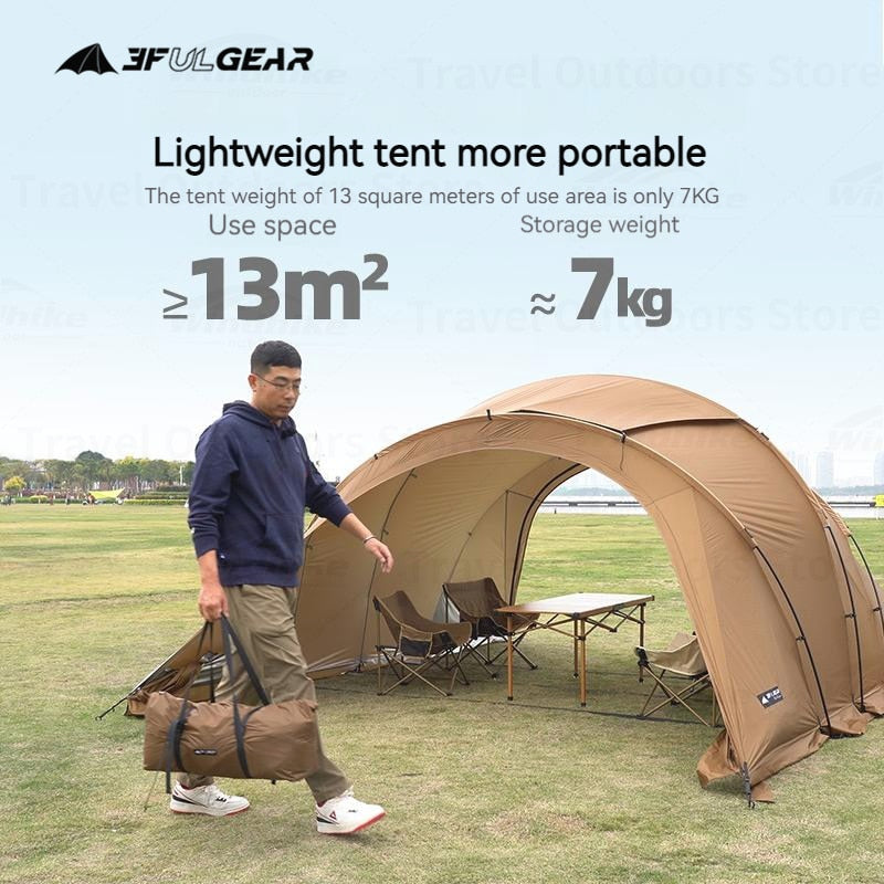 Nylon 3-4P PU3000MM Chimney Tent Four Season Tunnel Awning Tent