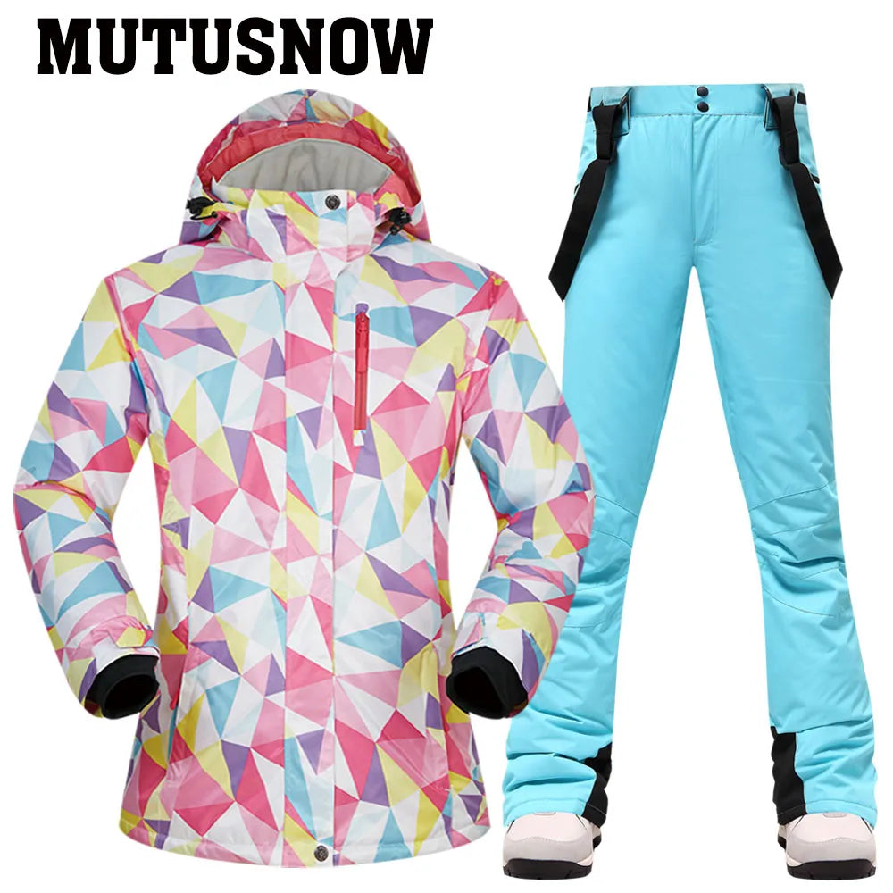 -30℃ Waterproof Women's Skiing and Snowboarding Jacket and Pants