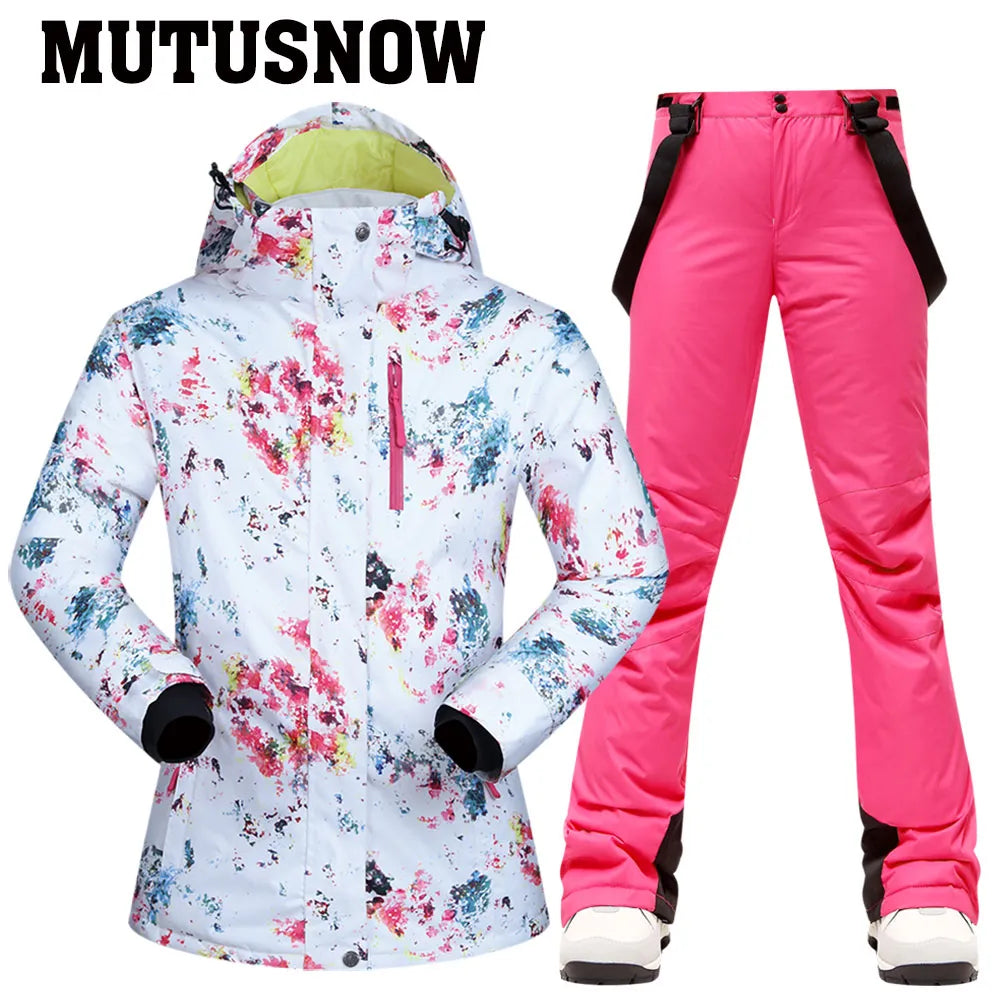 -30℃ Waterproof Women's Skiing and Snowboarding Jacket and Pants