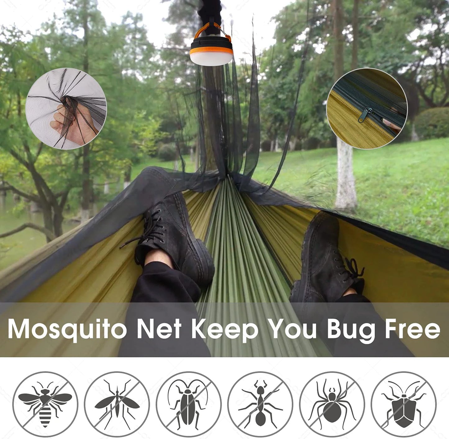 Outdoor Camping Hiking Hammock With Mosquito Net And Rain Tent