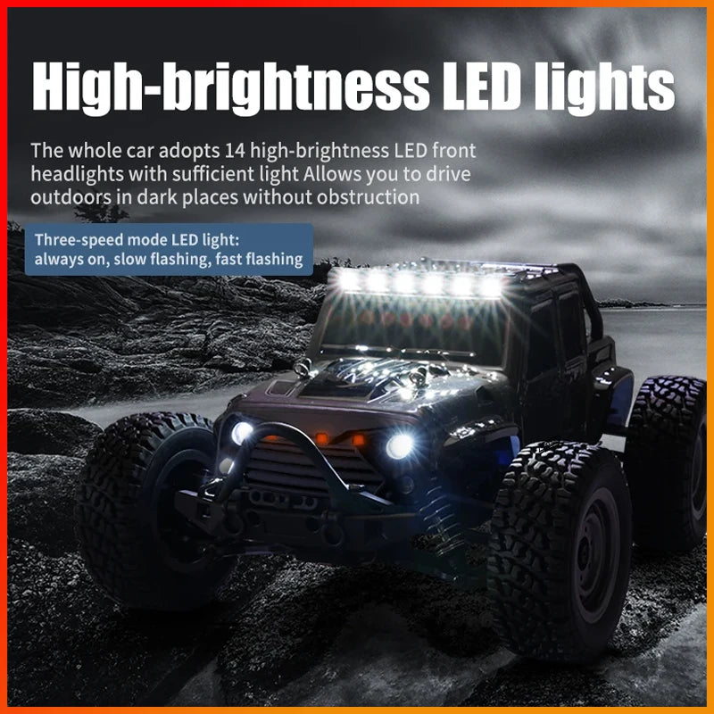 Off Road 4X4 Remote Control with LED Light 4WD Drive Climbing Drift RC Racing Car