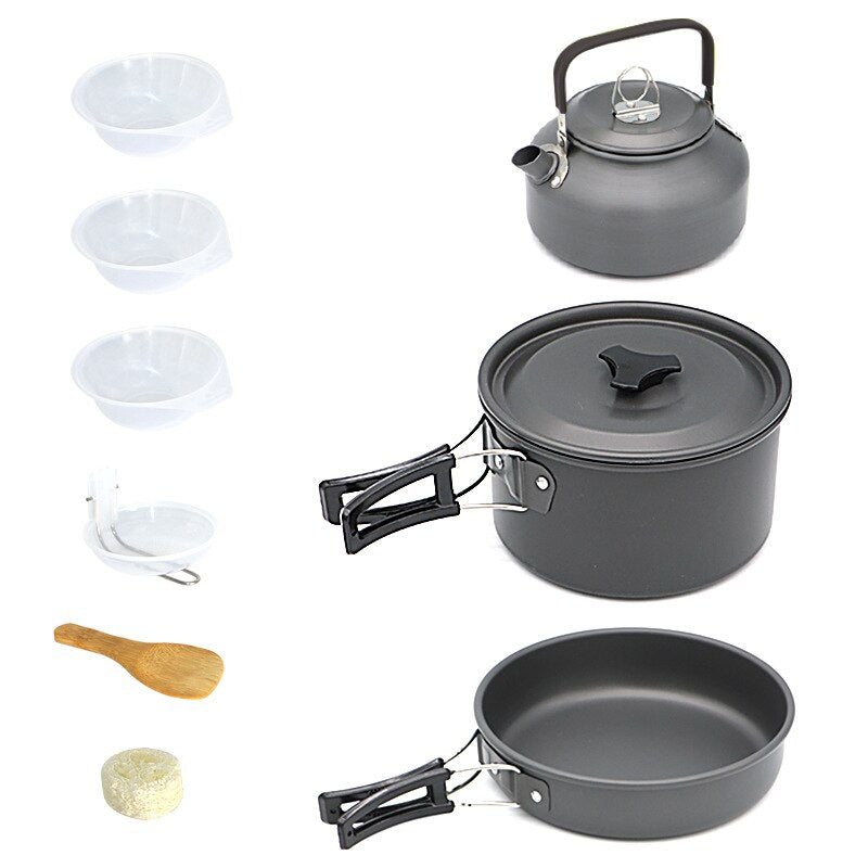 Outdoor Aluminum Camping Cookware Cooking Kit  with Hiking Picnic Tableware Equipment