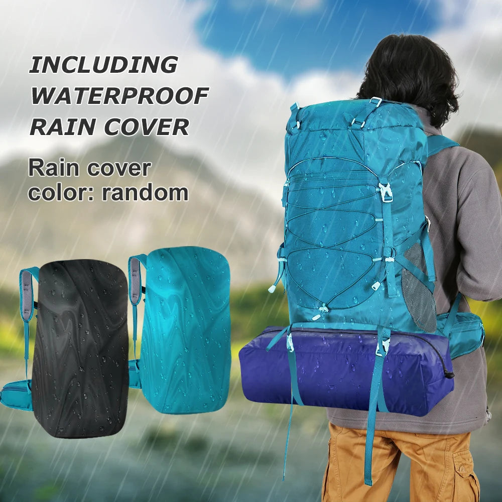 50L Hiking  Multifunctional Mountaineering Rucksack with Rain Cover