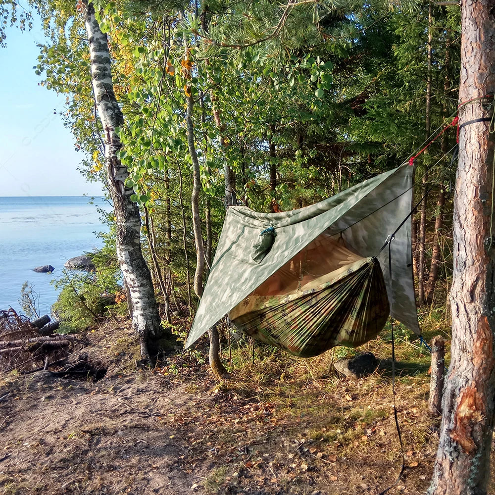 Outdoor Camping Hiking Hammock With Mosquito Net And Rain Tent