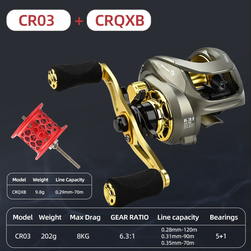 Ultralight High Speed 6.3:1 Gear Ratio 12+1BB Fresh and Saltwater Magnetic Brake System Fishing Reel