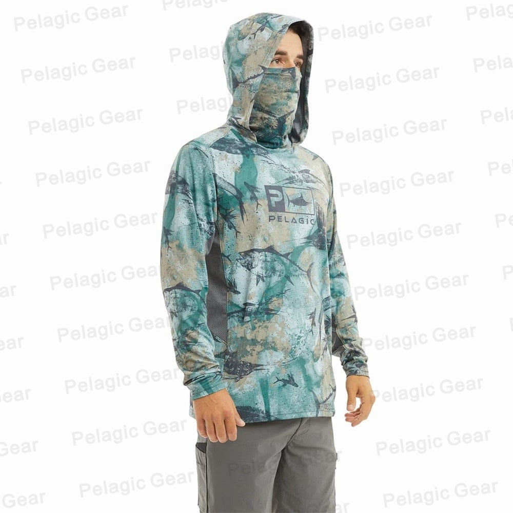 Pelagic Summer Long Sleeve UPF50 Quick Dry Breathable Hooded Anti-UV Fishing Shirt