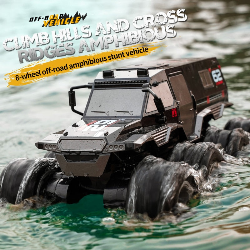 8x8 RC Off-road Amphibious Waterproof Crawler Stunt Vehicle