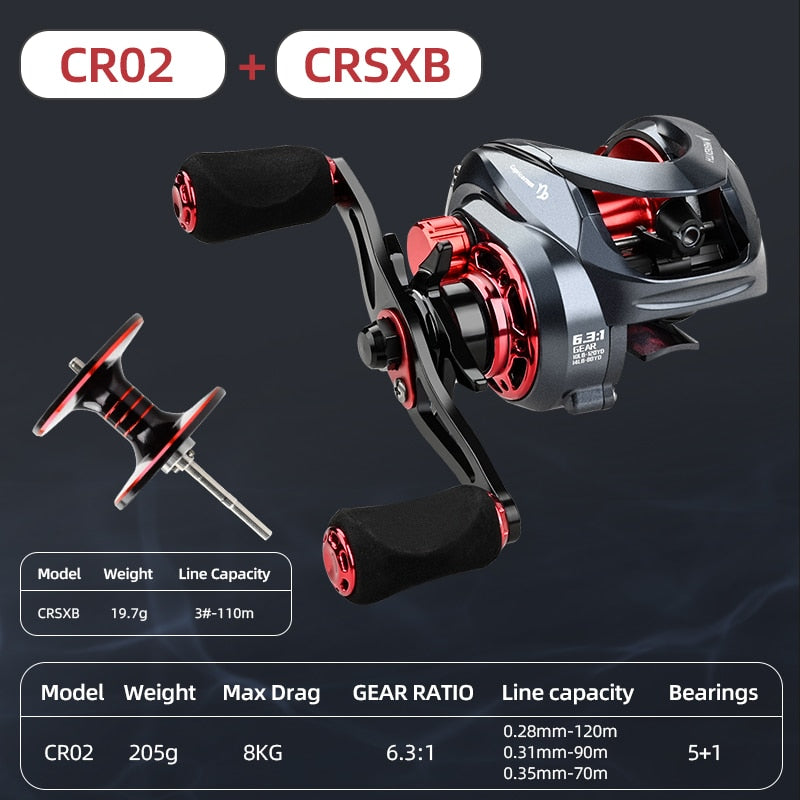 Ultralight High Speed 6.3:1 Gear Ratio 12+1BB Fresh and Saltwater Magnetic Brake System Fishing Reel