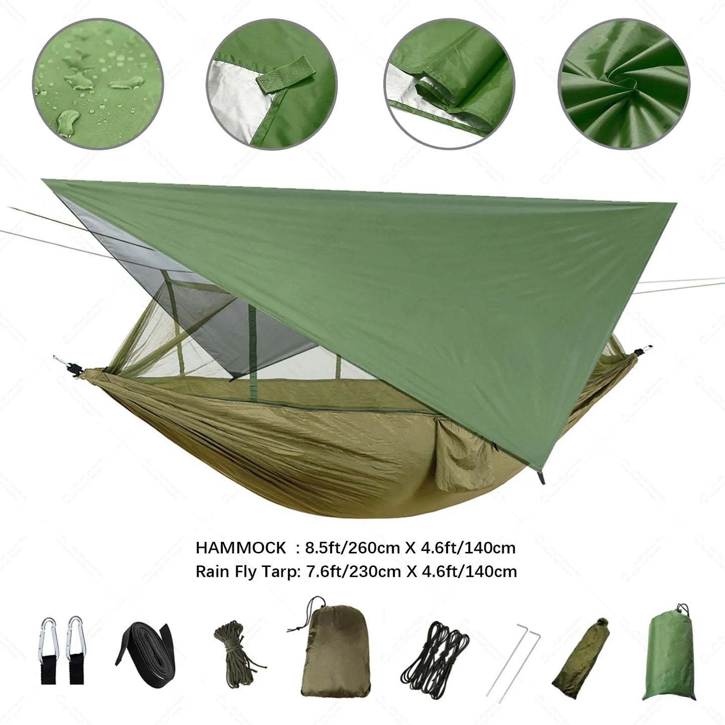 Outdoor Camping Hiking Hammock With Mosquito Net And Rain Tent