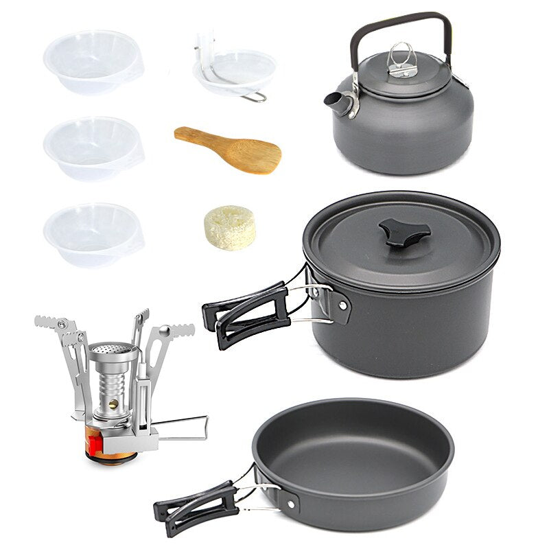 Outdoor Aluminum Camping Cookware Cooking Kit  with Hiking Picnic Tableware Equipment