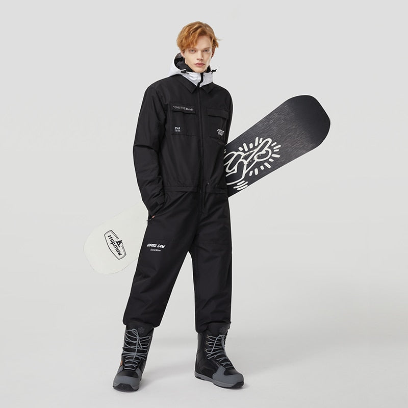 Thick Men Women One-Piece Outdoor Sports Ski Snowboard Waterproof Winter Clothes Jump Suit