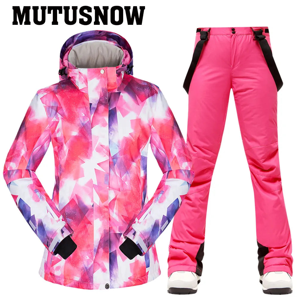 -30℃ Waterproof Women's Skiing and Snowboarding Jacket and Pants