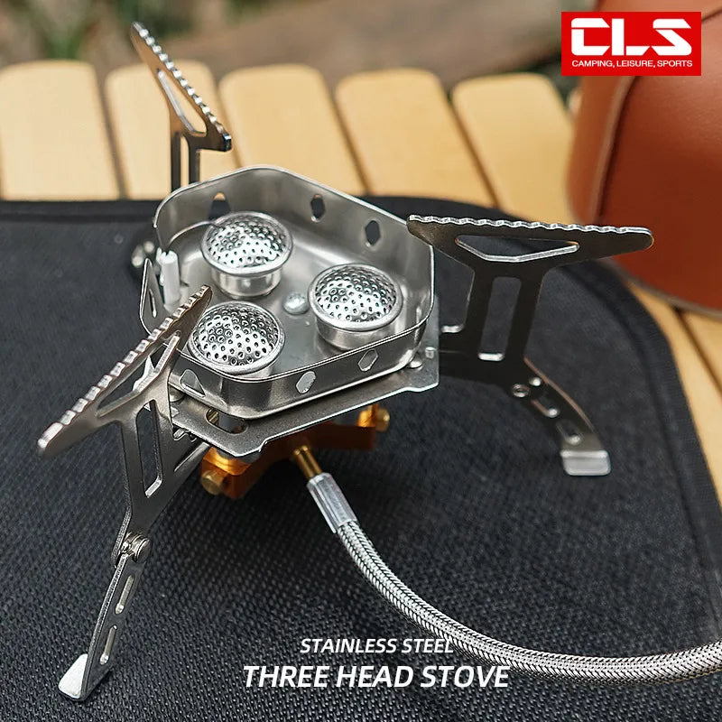 Outdoor Portable Three Head Windproof Camping Stove