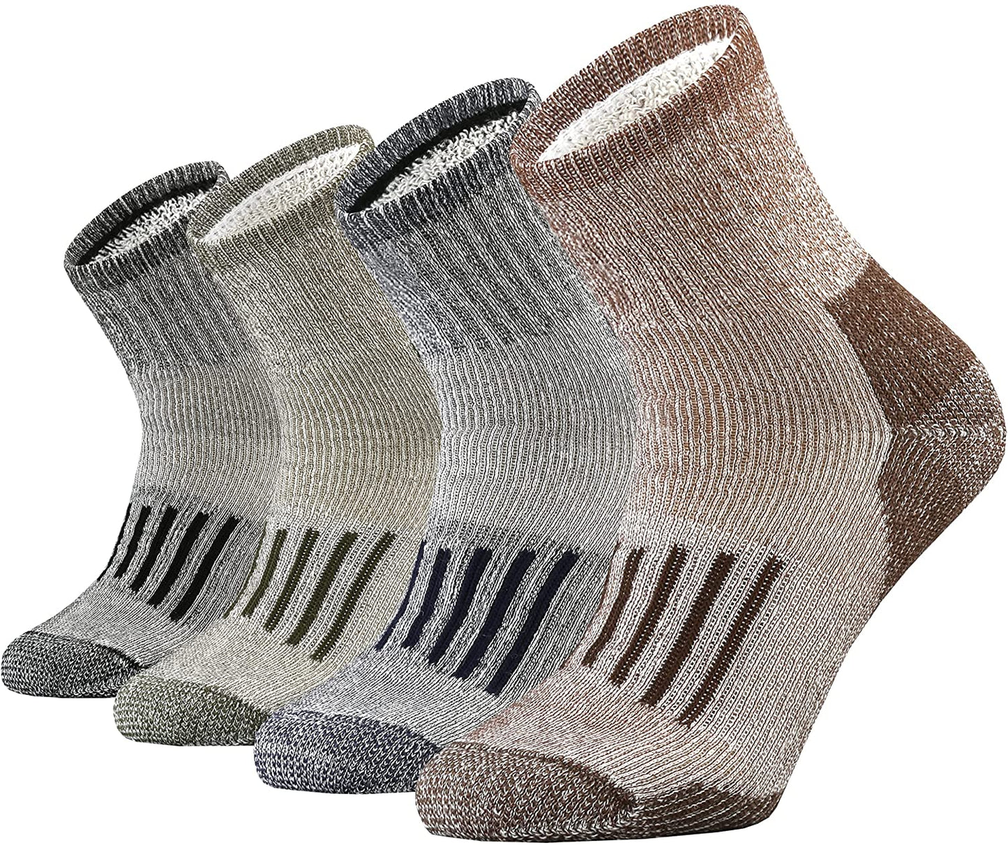 Merino Wool Socks Moisture Wicking Quarter Socks 4 Pairs