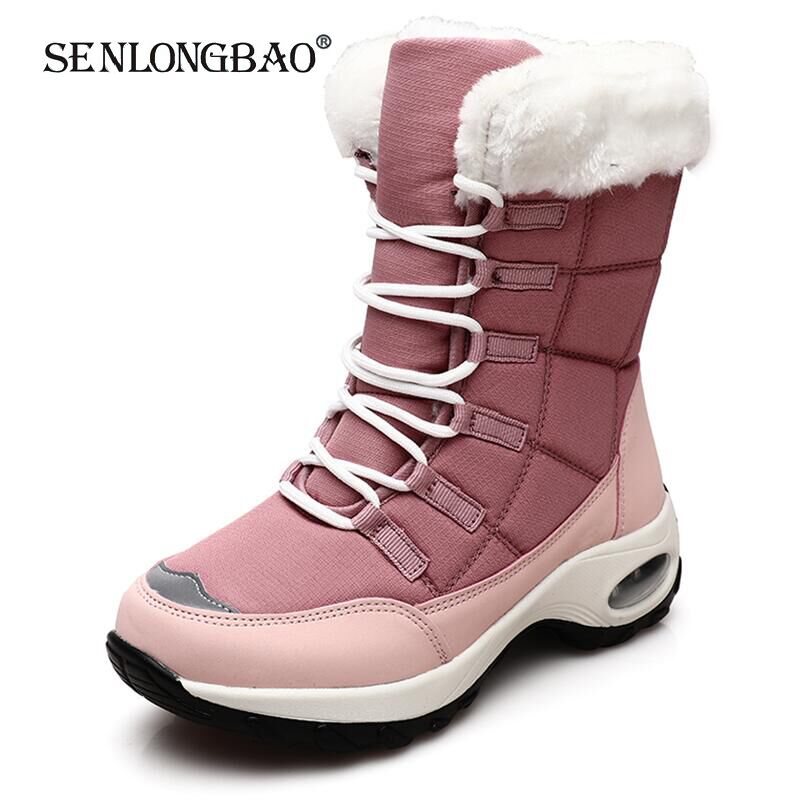 Women's Winter Warm Snow Waterproof Hiking Boots Lace-up