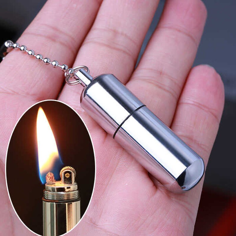 Mini Stainless Steel Kerosene Keychain Flint Fire Starter