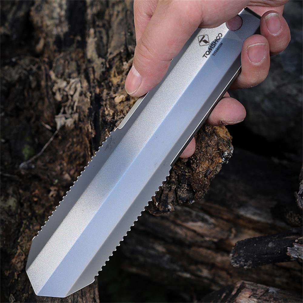 TOMSHOO Titanium Serrated Camping Trowel - youroutdoorlivingshop