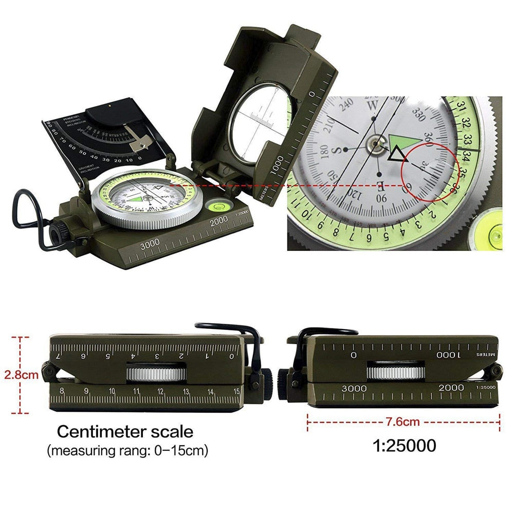 Eyeskey Mulitifunctional Outdoor Lensatic Military Compass - youroutdoorlivingshop