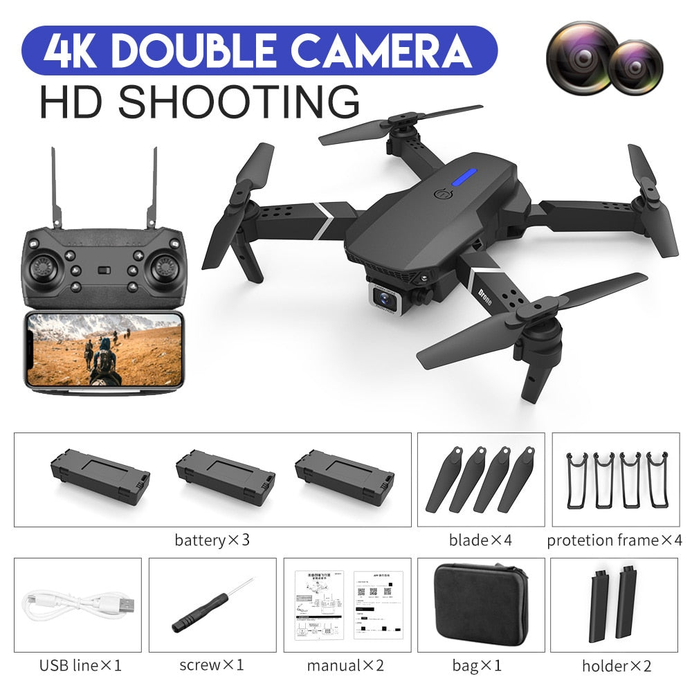 2023 New Quadcopter E88 Pro WIFI FPV Drone With Wide Angle HD 4K 1080P Camera - youroutdoorlivingshop