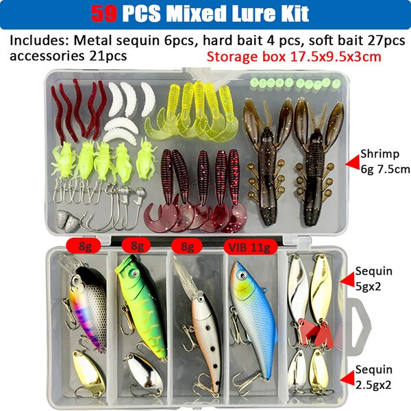 Big Multi Fishing Lure Set Wobblers Artificial Mixed Colors Styles Soft Fishing Lure Kit - youroutdoorlivingshop