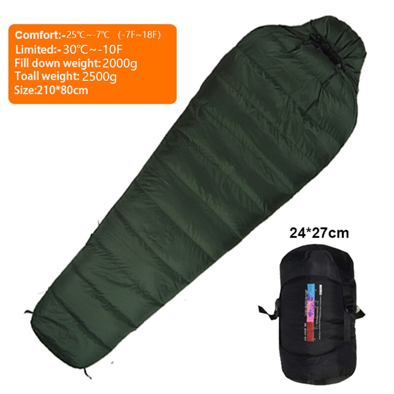 Very Warm Winter Therma White Duck Down Filled Adult Mummy Sleeping Bag - youroutdoorlivingshop